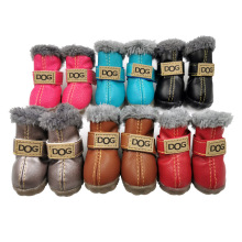 PU Leder Nonslip Haustierstiefel Winter Schneehund Schuhe Großhandel für Teetasse Chihuahua Yorkie